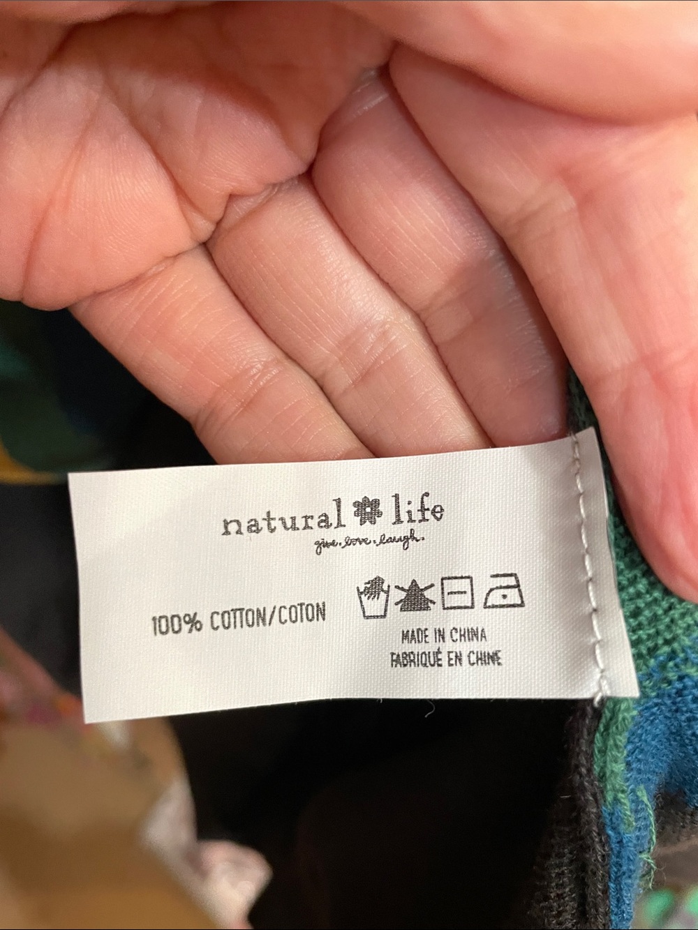 NATURAL LIFE Live Happy Cardigan Sweater Cardigan Rainbow Bands Charcoal Cotton - Picture 4 of 15
